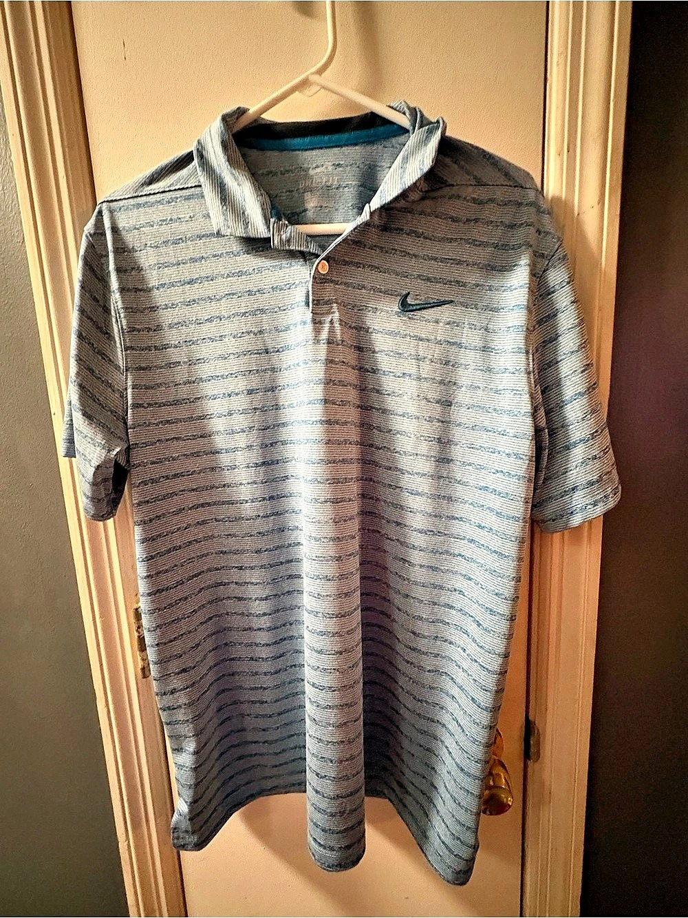 Nike Dri-FIT Short Sleeve Polo Blue & Gray Size Large